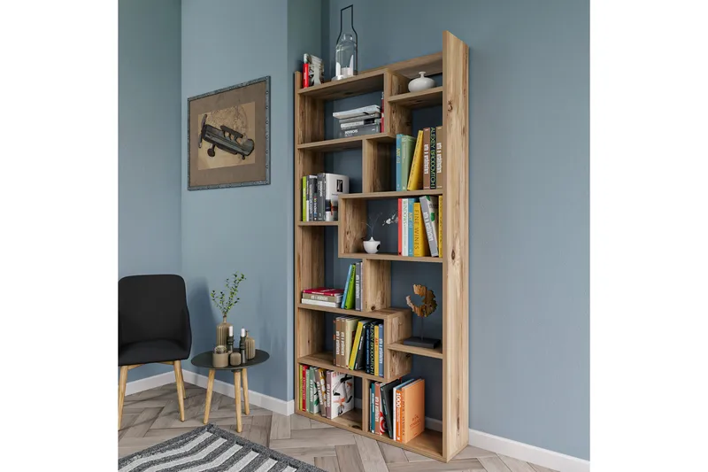 Keralia Bokhylla 90x22 cm 5 Hyllor, Natur