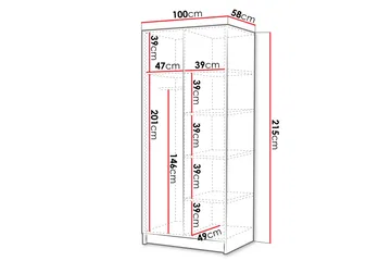 Julissa Garderob med Spegel 100 cm - Kashmir/Guld - Products - Förvaring - Garderober & garderobssystem