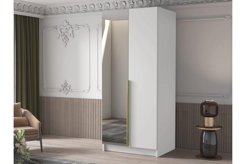 Julissa Garderob med Spegel 100 cm - Vit/Guld - Products - Förvaring - Garderober & garderobssystem