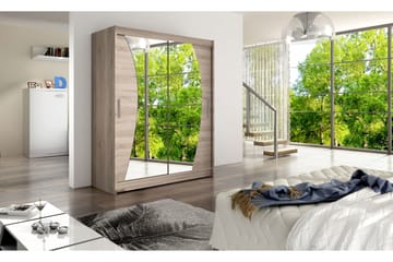 Leila Garderob 150 cm Skjutdörrar Böjd Spegel - Ek/Tryffel/Spegel - Products - Förvaring - Garderober & garderobssystem