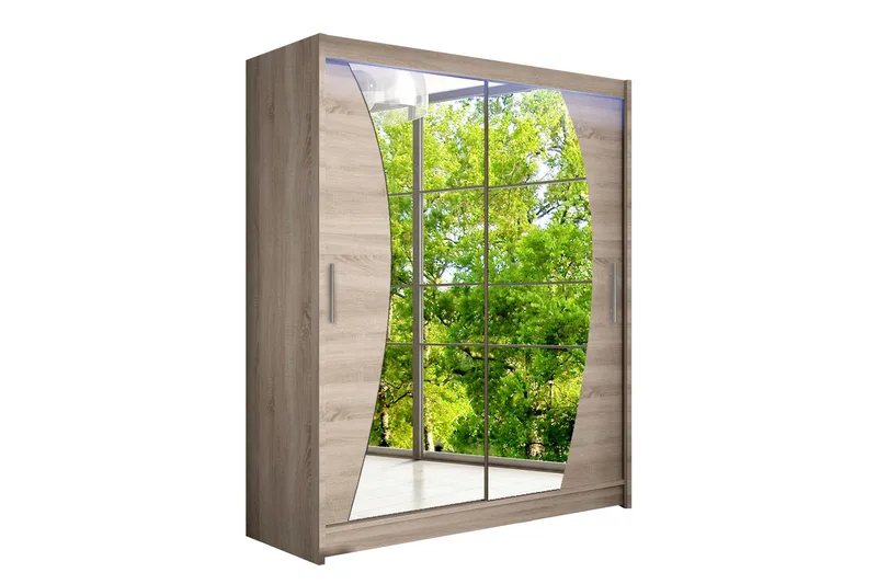 Leila Garderob med Spegel 150x200 cm, Beige