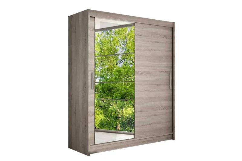 Leila Garderob Skjutdörrar Spegel, Trä/Natur