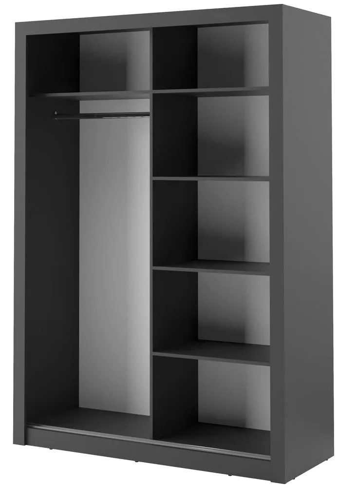 Mervyn garderob B150 cm - Svart / Spegel, Svart