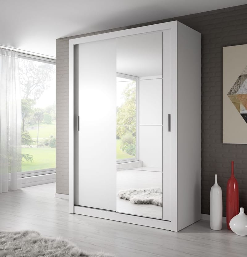 Mervyn vit garderob med skjutdörrar B150 cm - Vit - Products - Förvaring - Garderober & garderobssystem