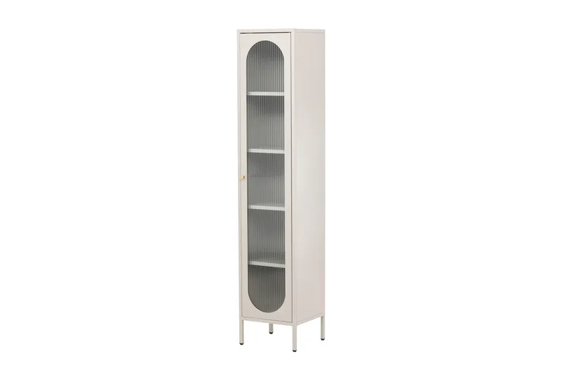 Cali Smalt Vitrinskåp 35 cm djup 37 cm bred 180 cm hög Ljust Stål, Beige