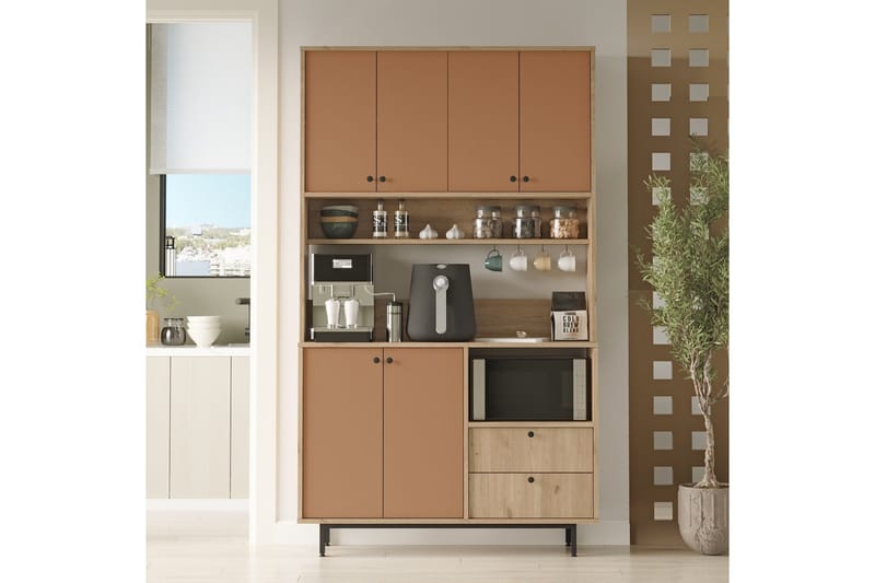 Donae Highboard - Ek/Röd - Products - Förvaring - Skåp - Förvaringsskåp