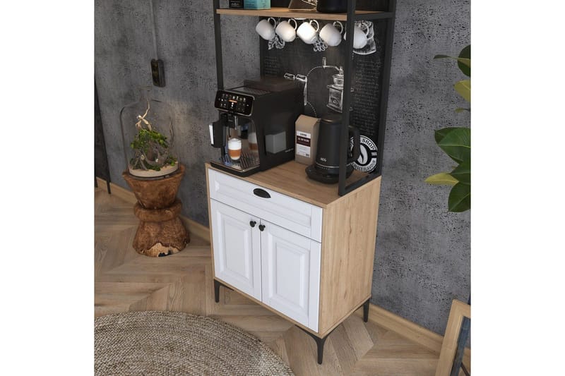 Flerfunktionsskåp Cerreta 157 Valnöt / Vit - Vit/Mörkfärgat trä - Products - Förvaring - Skåp - Förvaringsskåp
