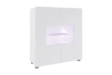 Frick Vitrinskåp Blå LED Belysning 35 cm djup 100 cm bred 107 cm hög Ljust Trä Glas - Vit/Blå LED - Products - Förvaring - Skåp - Vitrinskåp