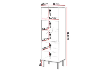 Hammarstrand Vitrinskåp 40 cm djup 60 cm bred 183 cm hög Trä Valnöt Glas - Valnöt - Products - Förvaring - Skåp - Vitrinskåp