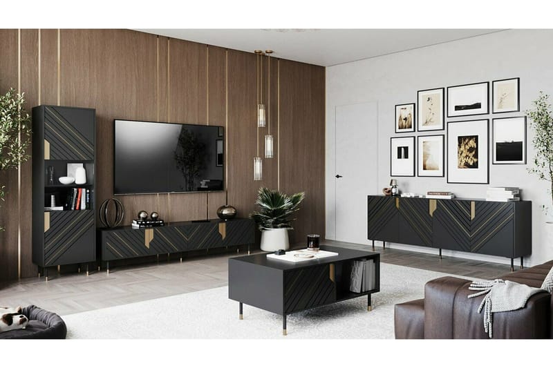 Juniskär Vitrinskåp 40 cm djup 54 cm bred 180 cm hög Mörkt Trä Glas - Svart - Products - Förvaring - Skåp - Vitrinskåp