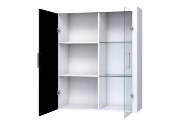 Samba Lågt Vitrinskåp RGB LED Belysning 35 cm djup 90 cm bred 111 cm hög Ljust Trä Glas - Vit - Products - Förvaring - Skåp - Vitrinskåp