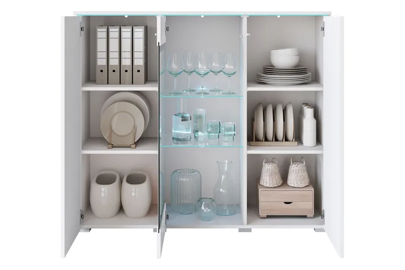 Sherie Vitrinskåp 120x104 cm - Vit/Grå - Products - Förvaring - Skåp - Vitrinskåp