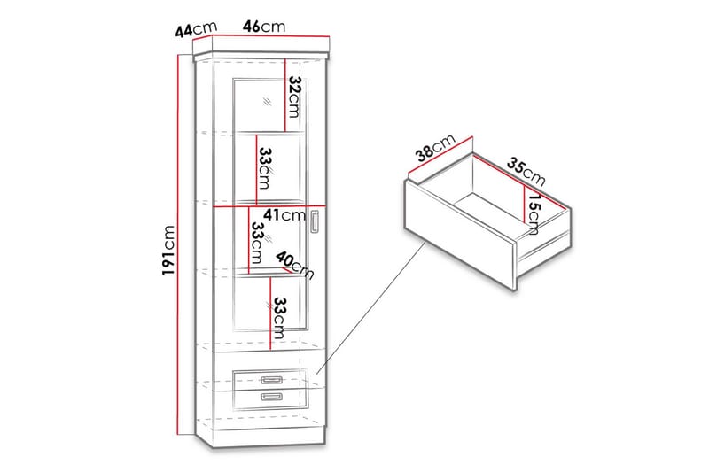 Tadeusz Smalt Vitrinskåp 44 cm djup 46 cm bred 191 cm hög Trä - Brun - Products - Förvaring - Skåp - Vitrinskåp