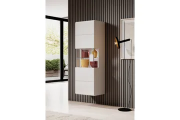 Toreno Vitrinskåp 39 djup 53 cm bred 159 cm hög Ljust Trä Glas - Vit - Products - Förvaring - Skåp - Vitrinskåp