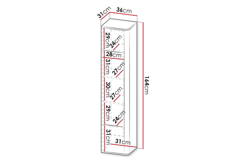 Zalricus Vitrinskåp 36x164 cm - Beige - Products - Förvaring - Skåp - Vitrinskåp