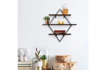 Gyllenlack Vägghylla 60x15 cm 3 Hyllor - Svart/Mörkbrun - Products - Förvaring - Småförvaring - Väggförvaring
