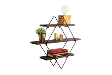 Gyllenlack Vägghylla 60x15 cm 3 Hyllor - Svart/Mörkbrun - Products - Förvaring - Småförvaring - Väggförvaring