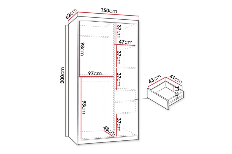 Tallmo Garderob m. Spegel 150x200 cm - Brun - Products - Förvaring - Garderober & garderobssystem