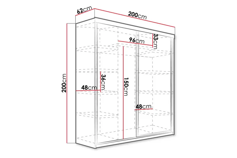 Top Garderob 200x62x200 cm - Ek - Products - Förvaring - Garderober & garderobssystem