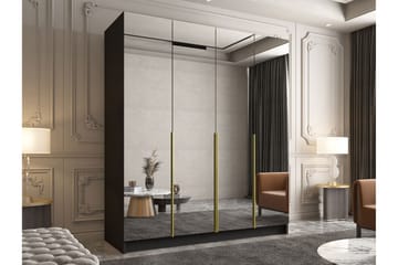 Vadstena Garderob med Spegel 200 cm - Svart/Guld - Products - Förvaring - Garderober & garderobssystem