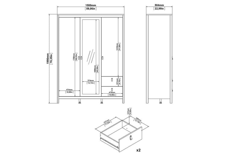 Vallvidera Garderob med Spegel 150x199 cm - Beige - Products - Förvaring - Garderober & garderobssystem