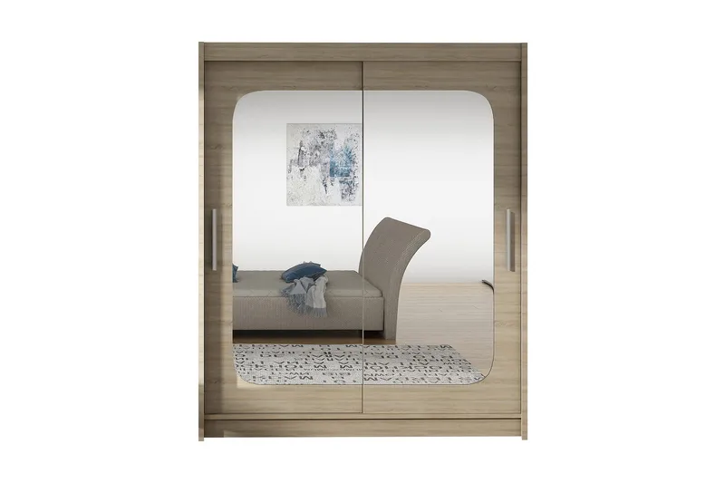 West Garderob 150x58x200 cm LED-belysning, Beige