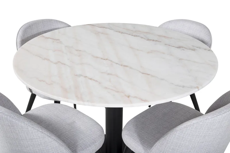 Admira Matgrupp 106 cm Runt Marmor inkl 4 Sedavi Stolar - Vit/Svart/Grå - Products - Möbler - Bord & matgrupp - Matgrupp