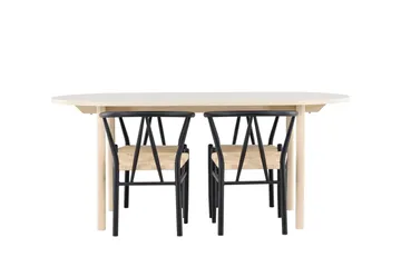 Andy Matgrupp 180 cm Oval med 4 Alfons stolar - Whitewash/Svart - Products - Möbler - Bord & matgrupp - Matgrupp