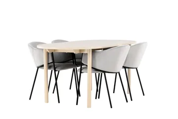 Andy Matgrupp 180 cm Oval med 4 Evelina stolar - Whitewash/Grå - Products - Möbler - Bord & matgrupp - Matgrupp