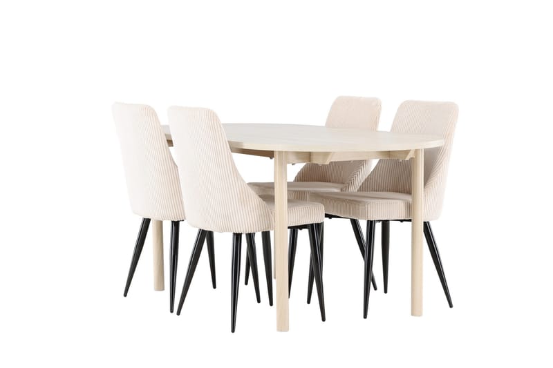 Andy Matgrupp 180 cm Oval med 4 Leone stolar - Whitewash/Beige - Products - Möbler - Bord & matgrupp - Matgrupp