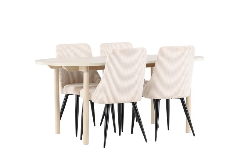 Andy Matgrupp 180 cm Oval med 4 Leone stolar - Whitewash/Beige - Products - Möbler - Bord & matgrupp - Matgrupp