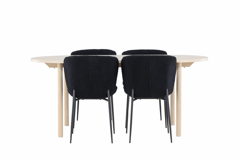 Andy Matgrupp 180 cm Oval med 4 Modesto stolar - Whitewash/Svart - Products - Möbler - Bord & matgrupp - Matgrupp