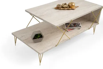 Artenay Soffbord 100 cm - Guld/Marmor - Products - Möbler - Bord & matgrupp - Soffbord