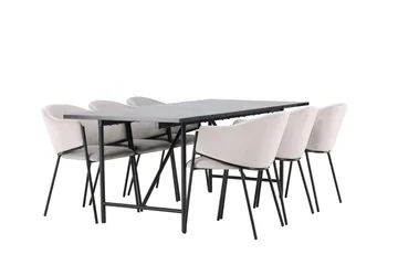 Astrid Matgrupp 200 cm Rektangulär med 6 Evelina stolar - Svart - Products - Möbler - Bord & matgrupp - Matgrupp
