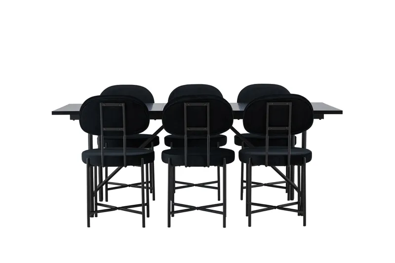 Astrid Matgrupp 200 cm Rektangulär med 6 Stella stolar, Svart