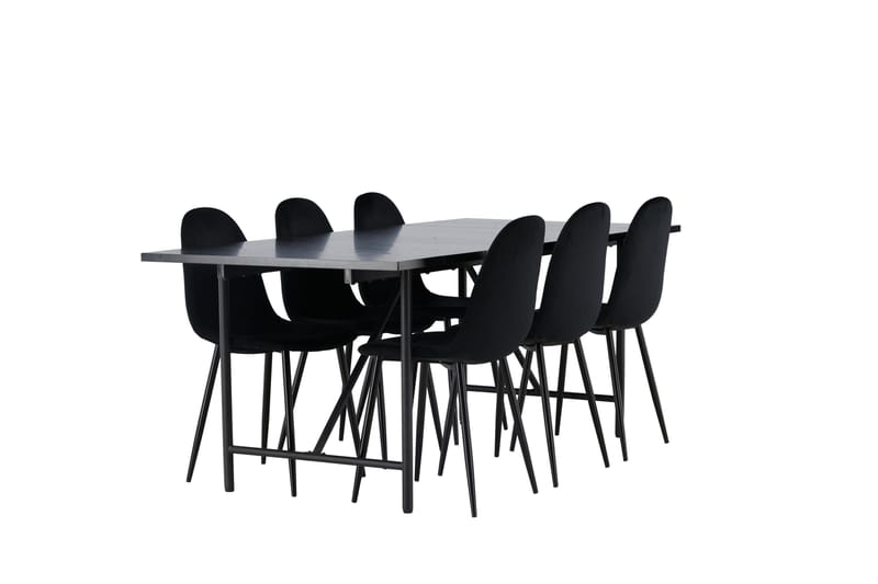 Astrid Matgrupp 200 cm Rektangulär med 6 Polar stolar - Svart - Products - Möbler - Bord & matgrupp - Matgrupp