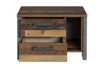 Cadle Sängbord 62 cm med Förvaring 2 Lådor + Hylla - Brun/Grå - Products - Möbler - Bord & matgrupp - Avlastningsbord & sidobord - Sängbord & nattduksbord