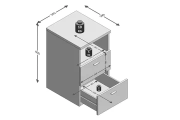 Colima Sängbord 35 cm med Förvaring 2 Lådor + Hylla - Svart - Products - Möbler - Bord & matgrupp - Avlastningsbord & sidobord - Sängbord & nattduksbord