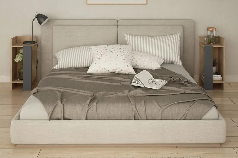 Decorta Sängbord 27 cm - Ekfärg/Mörkgrå - Products - Möbler - Bord & matgrupp - Avlastningsbord & sidobord - Sängbord & nattduksbord