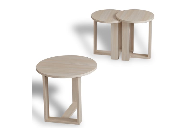 Falan Satsbord 52 cm Runt 3 Bord - Beige - Products - Möbler - Bord & matgrupp - Avlastningsbord & sidobord - Satsbord