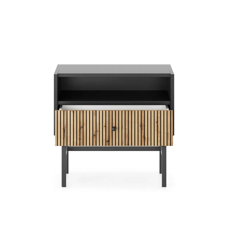 Francisca Sängbord 55 cm - Svart/Ek - Products - Möbler - Bord & matgrupp - Avlastningsbord & sidobord - Sängbord & nattduksbord