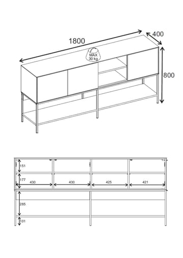 Kenvor Konsol 180x80x40 cm - Naturlig ek, Wood Black, svart - Products - Möbler - Bord & matgrupp - Avlastningsbord & sidobord - Konsolbord & hallbord