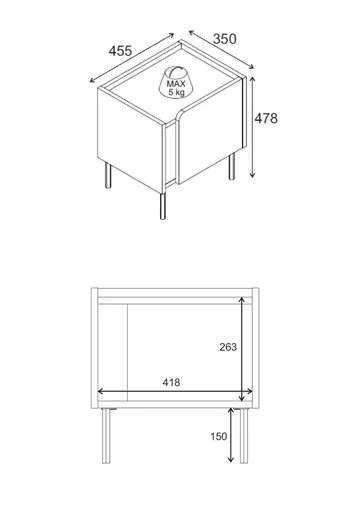 Lomar Nattduksbord 45,5x47,8x35 cm - Naturlig ek, antracit, svart - Products - Möbler - Bord & matgrupp - Avlastningsbord & sidobord - Sängbord & nattduksbord