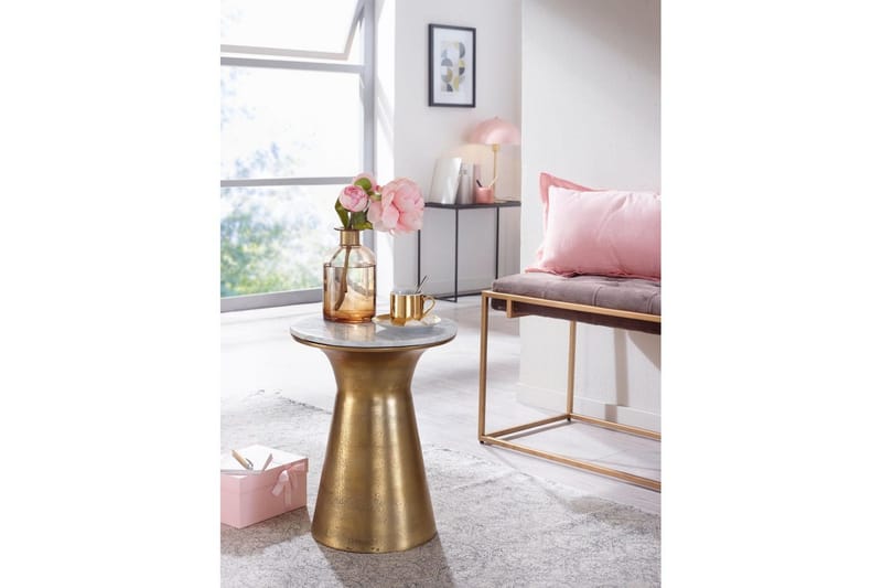 Sido bord Wohnling Äkta marmor rund 35 cm gyllene bas modern - Products - Möbler - Bord & matgrupp - Avlastningsbord & sidobord - Brickbord & småbord