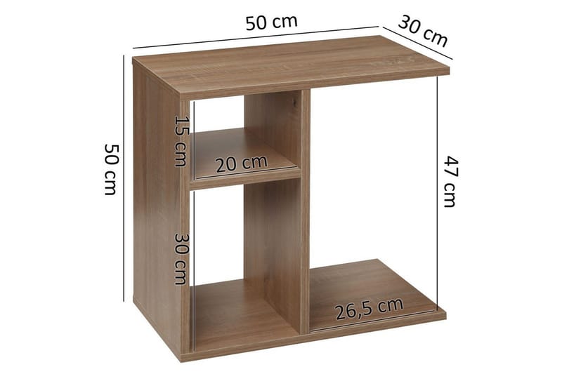 Sido bord Wohnling folierad spånskiva 50 cm, modern loftstil Sonoma - Sonoma - Products - Möbler - Bord & matgrupp - Avlastningsbord & sidobord - Brickbord & småbord