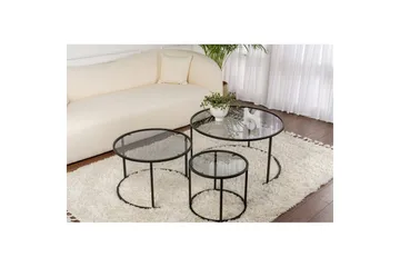 Soffbordset 3 delar Rikiya Svart Grå - Svart Grå - Products - Möbler - Bord & matgrupp - Avlastningsbord & sidobord - Satsbord