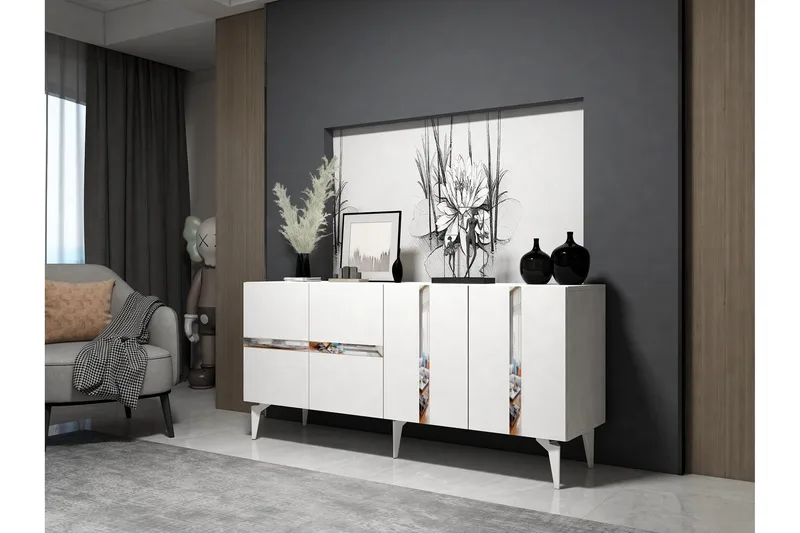 Vania Konsollbord 150 cm - Vit/Silver - Products - Möbler - Bord & matgrupp - Avlastningsbord & sidobord - Konsolbord & hallbord