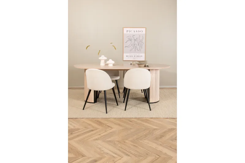 Biana Matgrupp 200 cm Oval inkl 4 Valera Manchesterstolar - Beige/Svart/Beige - Products - Möbler - Bord & matgrupp - Matgrupp