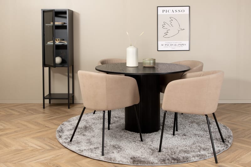 Bianca Matgrupp 110 cm Rund med 4 Berit stolar - Beige - Products - Möbler - Bord & matgrupp - Matgrupp