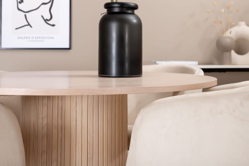 Bianca Matgrupp 110 cm Rund med 4 Berit stolar - Beige - Products - Möbler - Bord & matgrupp - Matgrupp